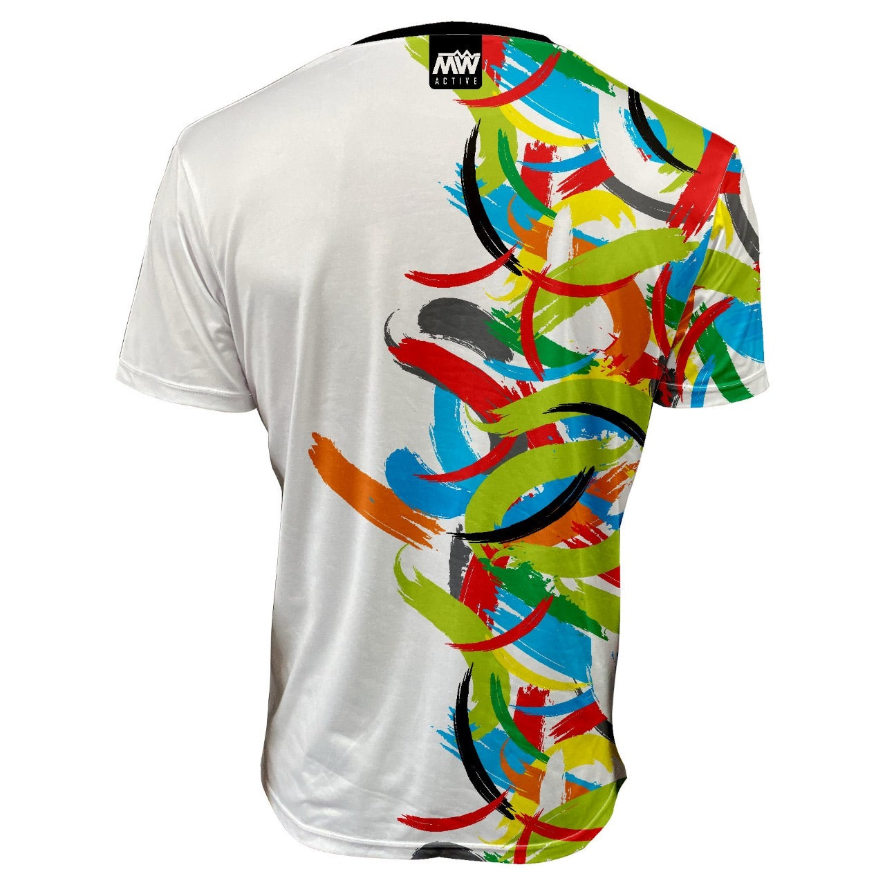 MW Active - Padel, Tennis, Run Dry Active T-Shirt - Brushstrokes Half White