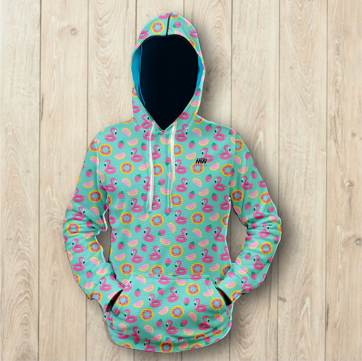 Flamingo Strawberry - Unisex Waffle Hoodie