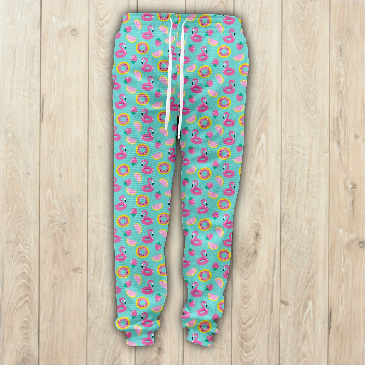 Flamingo Strawberry Waffle Sweatpants