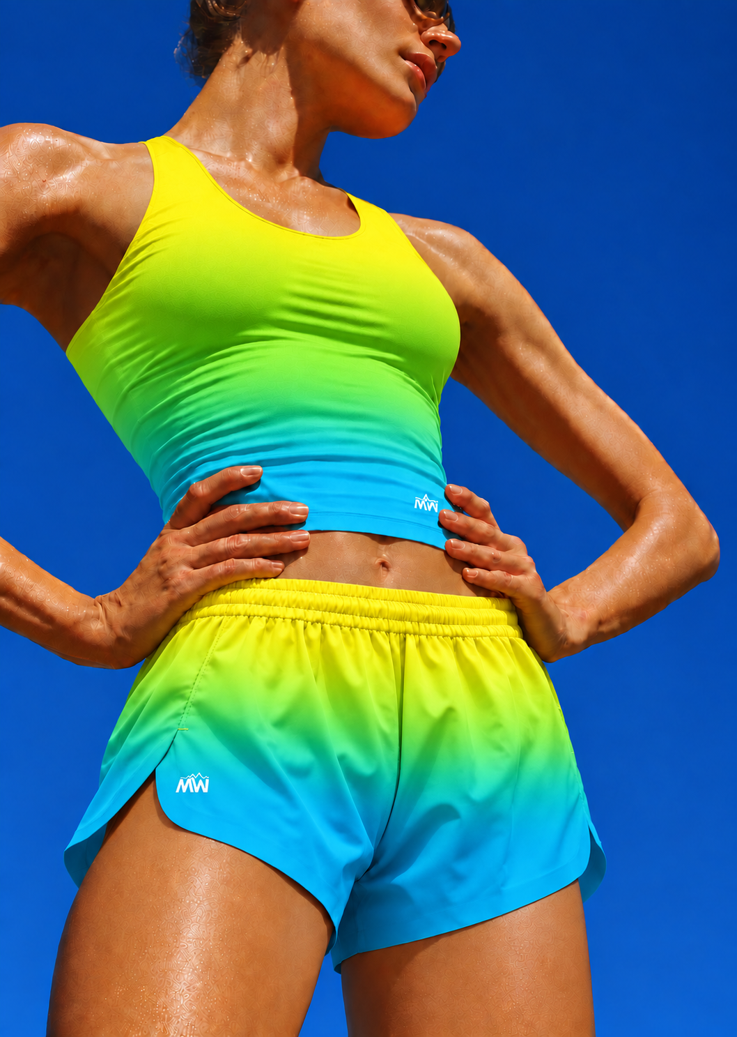 Women's Performance Running Crop Top – Super Predator – Hyperlime – Chroma Collection by Saphire West
