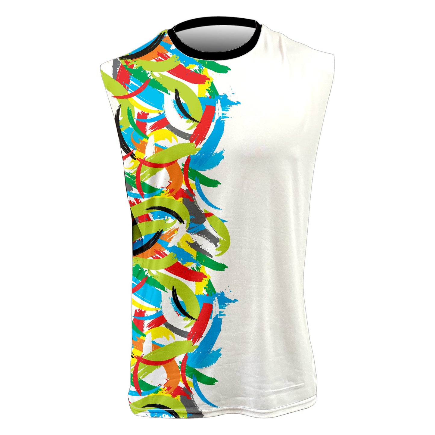 MW Active - Training, Dry Active Vest - Brushstrokes Half White
