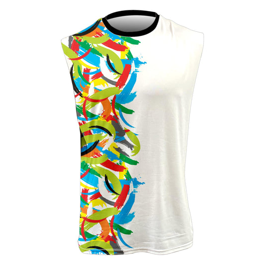 MW Active - Training, Dry Active Vest - Brushstrokes Half White