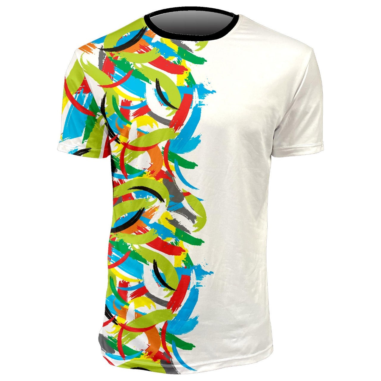MW Active - Padel, Tennis, Run Dry Active T-Shirt - Brushstrokes Half White