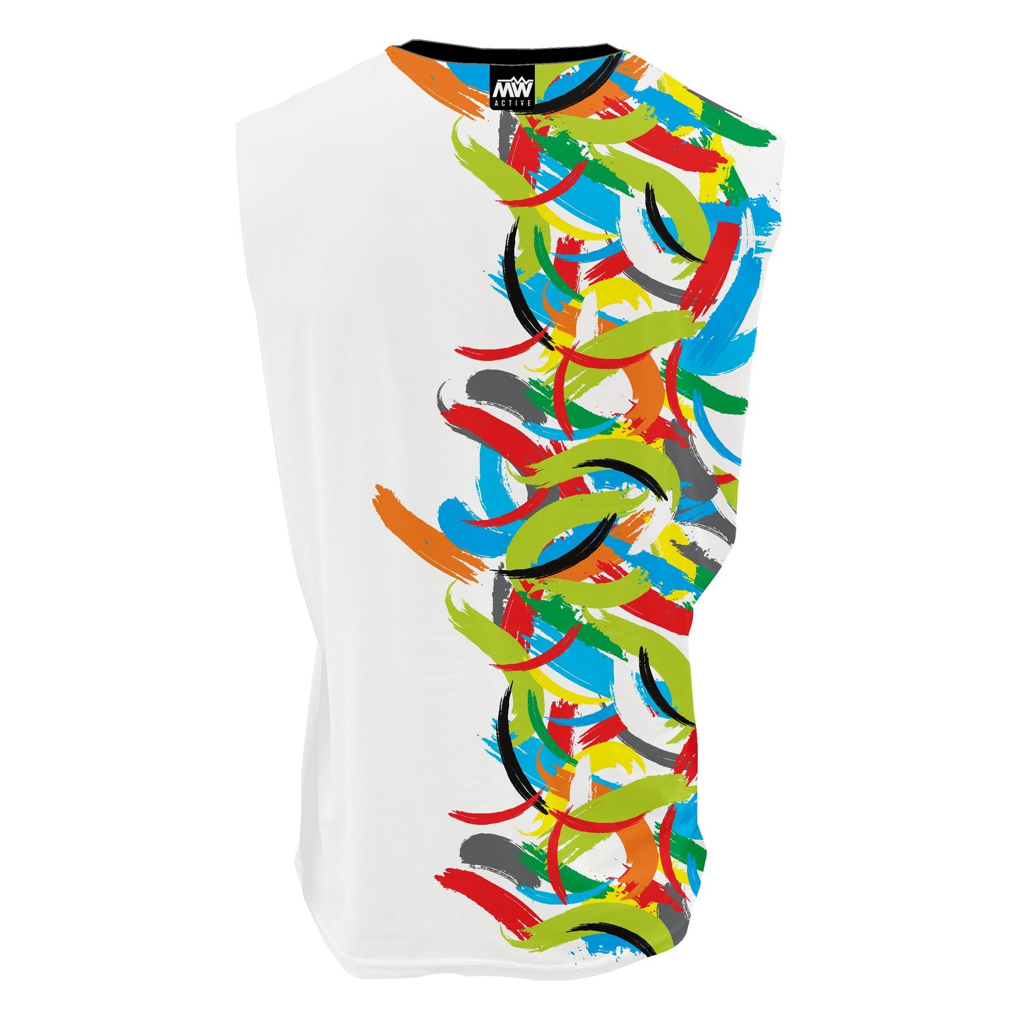 MW Active - Training, Dry Active Vest - Brushstrokes Half White
