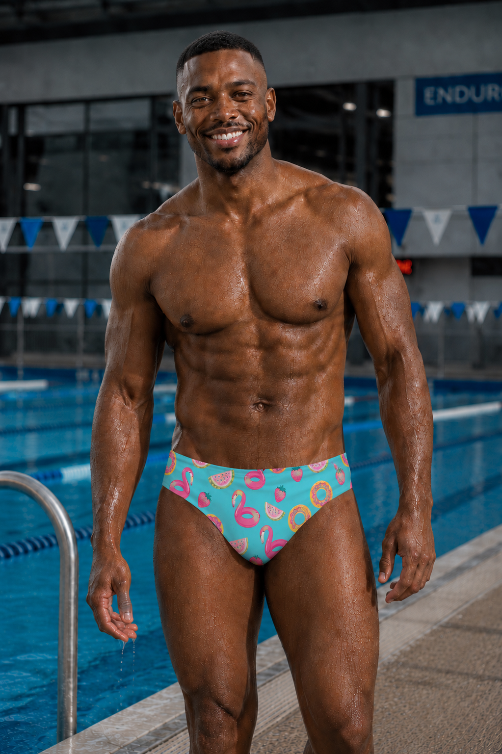 Men's Brief Swimsuit - Flamingo Strawberry