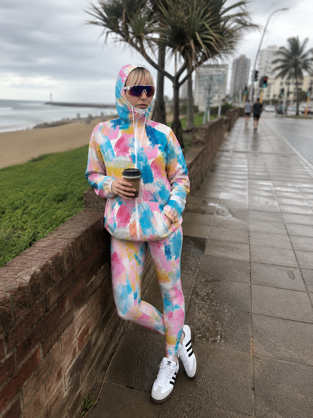 Unisex Packable Run Shell - Pastel Brush Strokes (3759)