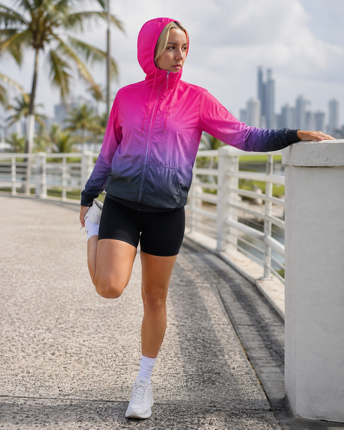 Unisex Packable Run Shell - Magenta Ombre (3433)