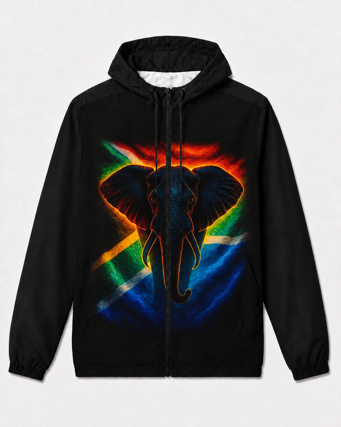 Unisex Packable Run Shell - South African Flag Elephant (3881)