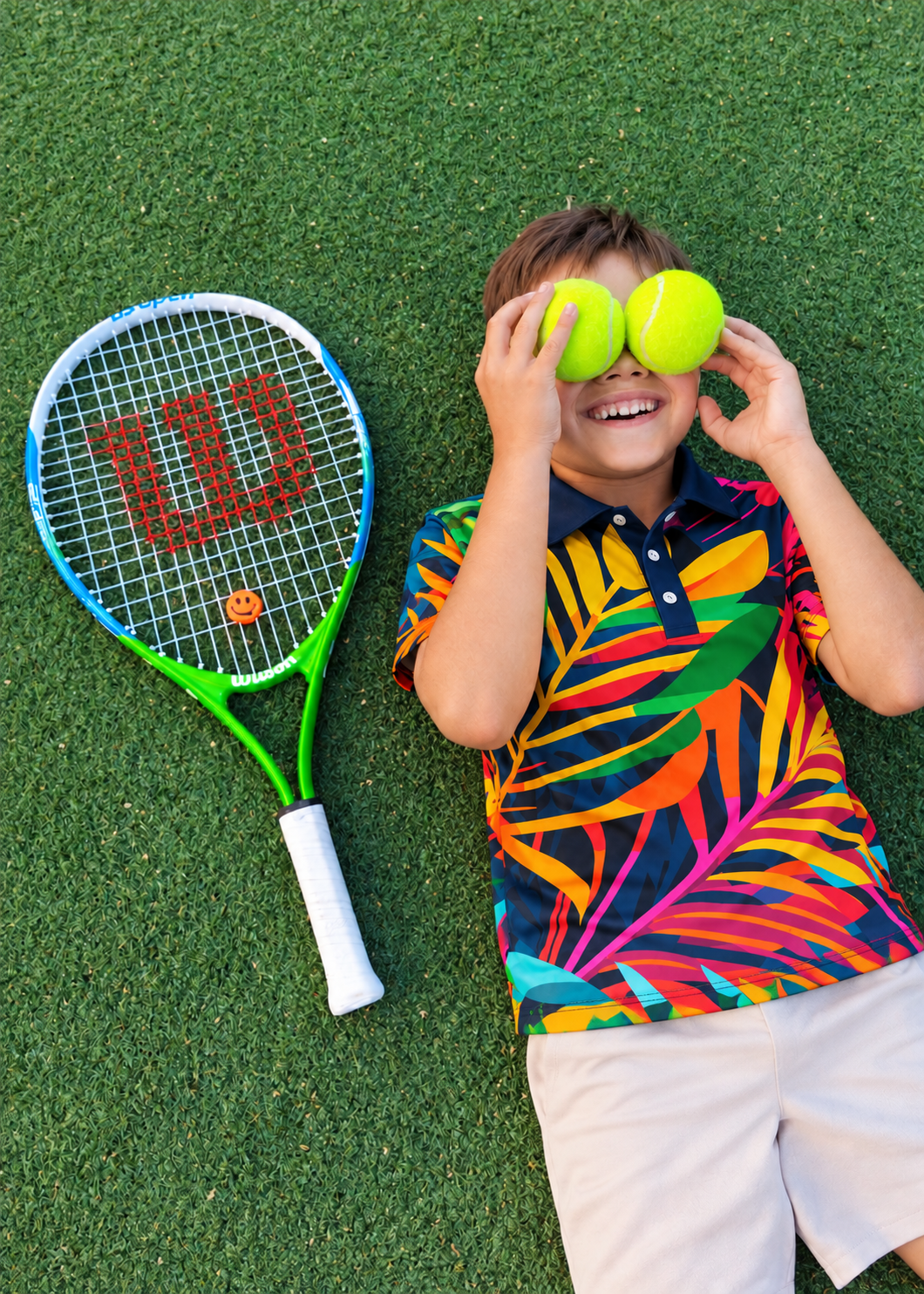 Kids' Golf Shirt – Bright Jungle