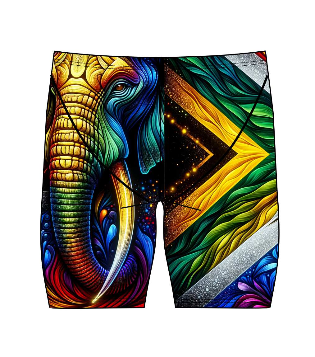 Male Jammer Swimsuit - South African Flag Elephant