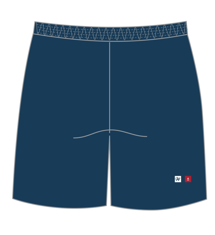 Waterfall City Athletics Club UNISEX- LASERCUT SOCIAL SPORTS SHORTS (WITH UNDERWEAR)(NO POCKETS)