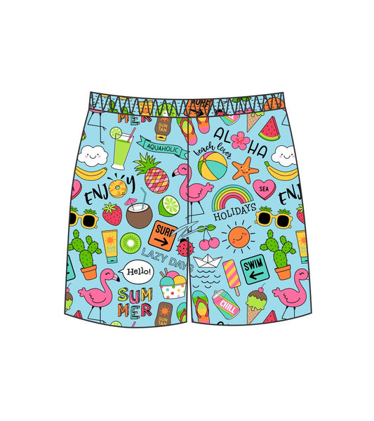 ALOHA HOLIDAYS  LASERCUT PERFORMANCE FISHING SHORTS / SWIM SHORTS (3757)