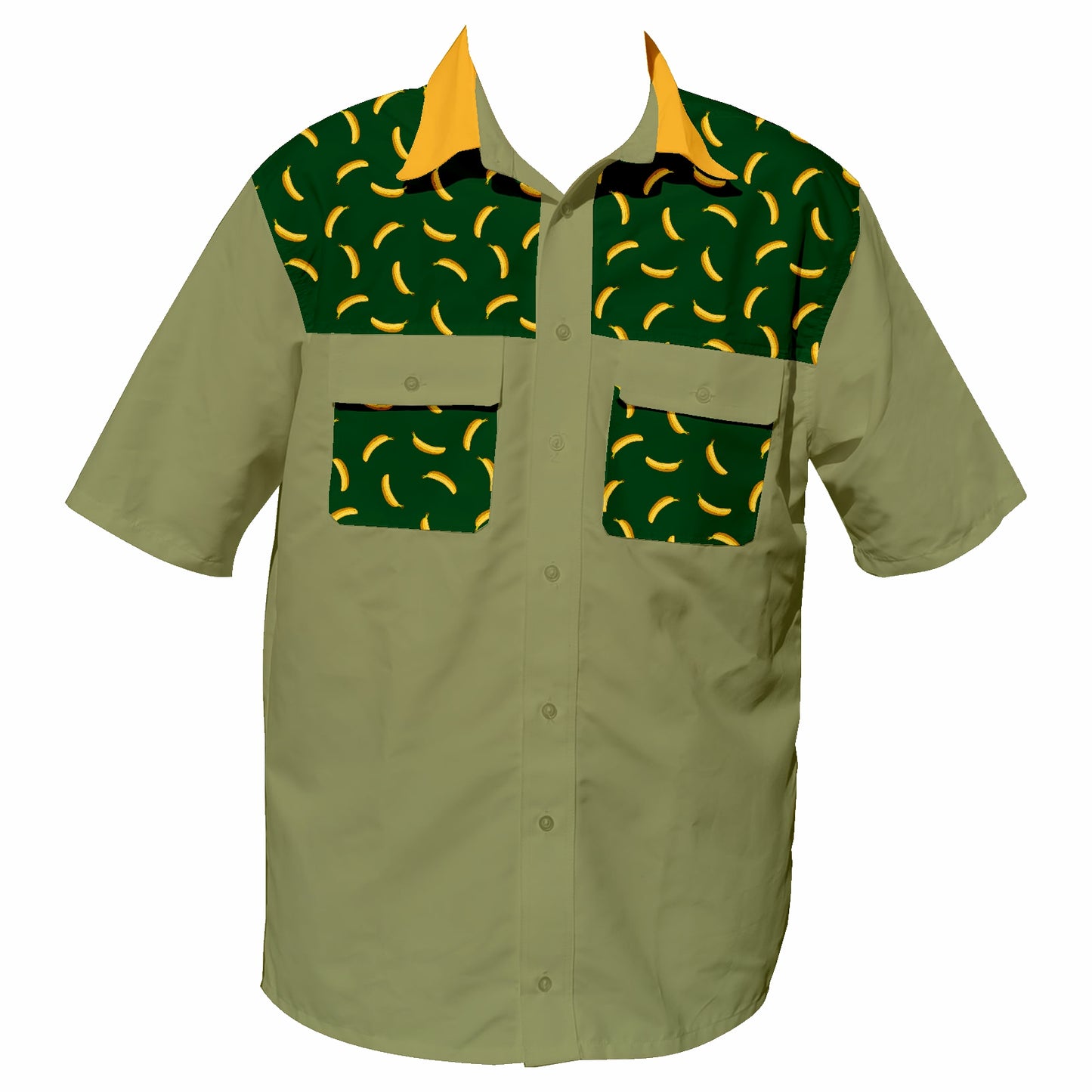 Piesang khaki Geel Kraag 44 Klub - Safari Button Up Shirt (3828)