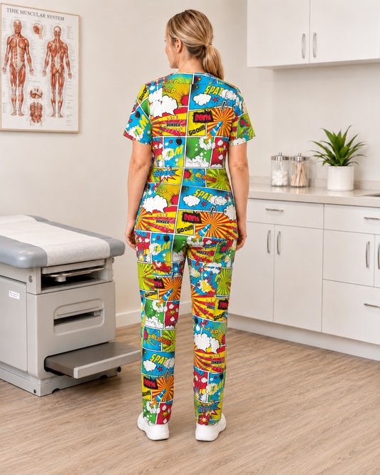 Printed Lifestyle Scrub Top – Klap It Strokiesprent (Unisex)