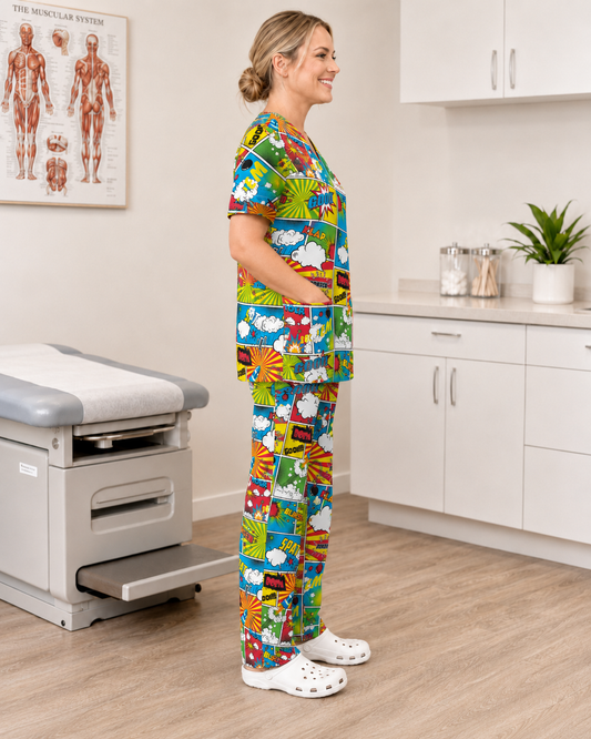 Printed Lifestyle Scrub Set (Top + Pants) – Klap It Strokiesprent (Unisex)