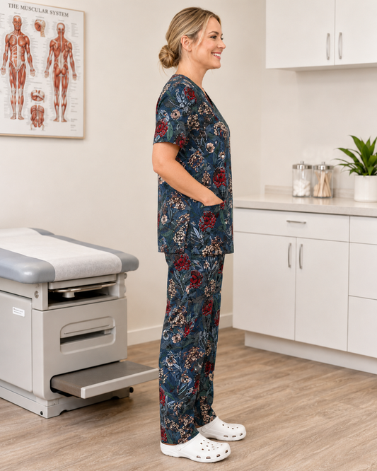 Printed Lifestyle Scrub Set (Top + Pants) – Fynbos (Unisex)