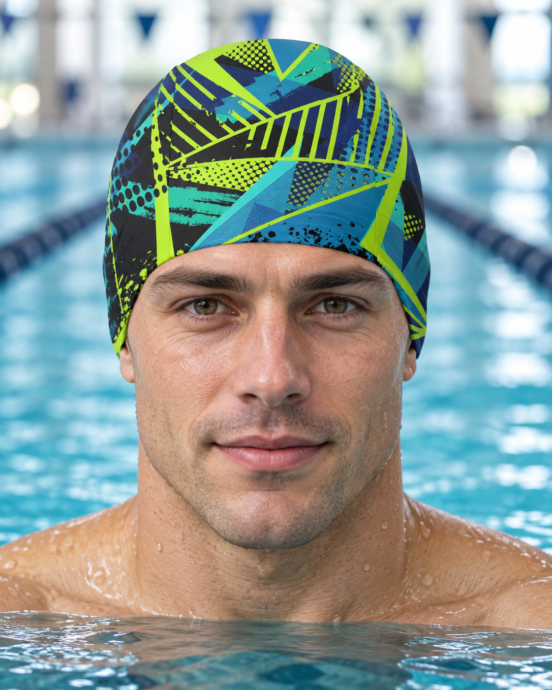Martin West Green Laser sublimated swim cap