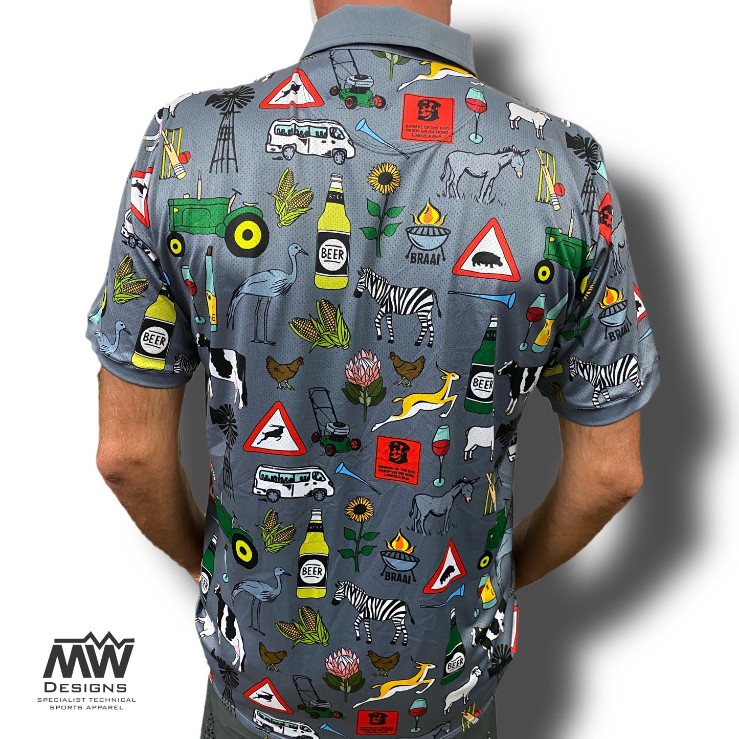 44 Suid Afrika - Grey Printed Golf Shirt (3467)