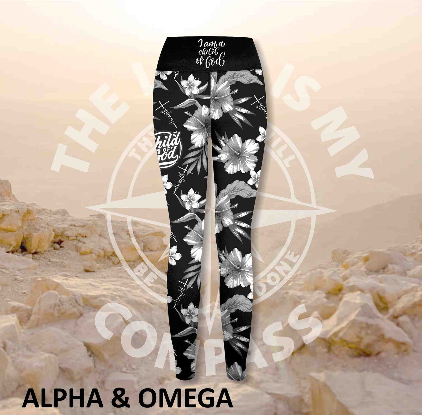 Alpha And Omega Child of God Hibiscus Print Athleisure Tights