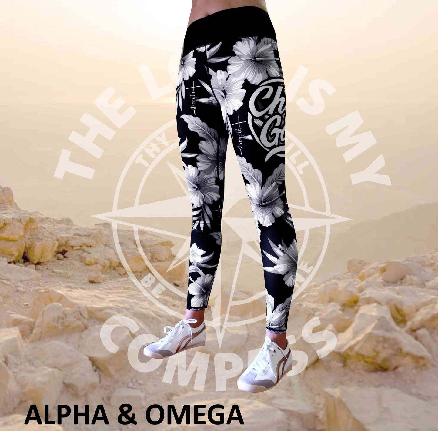 Alpha And Omega Child of God Hibiscus Print Athleisure Tights