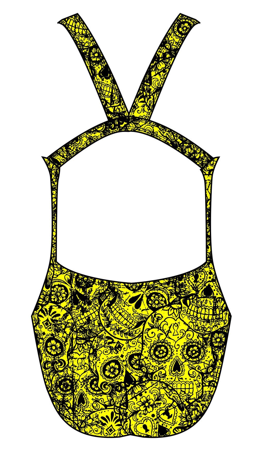 Female fastback swimsuit - Neon Mexican Skulls - DG apparel competitive swimwear lifesaving waterpolo south african flag swimwear triathlon running
