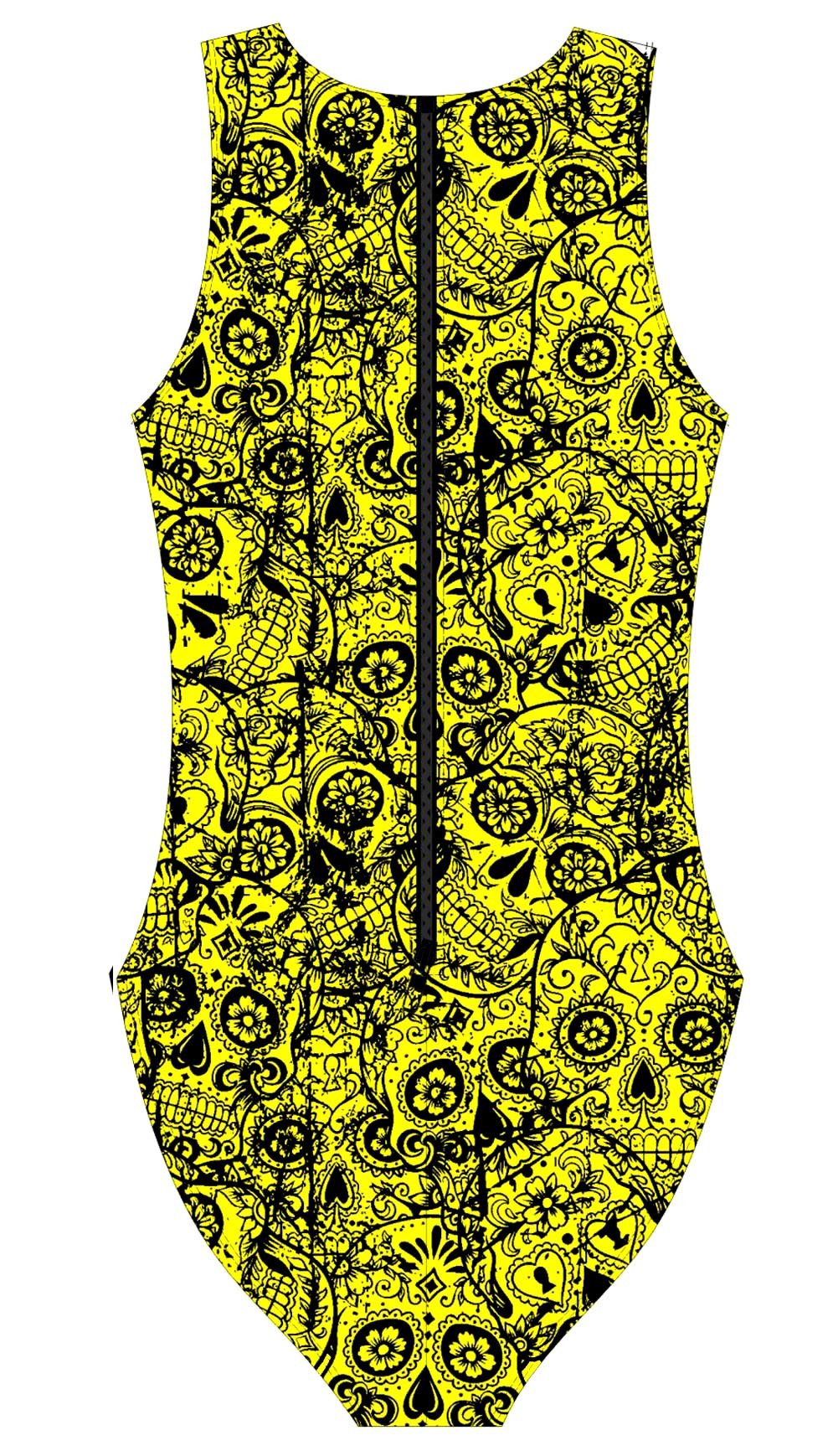 Female Water polo swimsuit- Neon Mexican Skulls - DG apparel competitive swimwear lifesaving waterpolo south african flag swimwear triathlon running