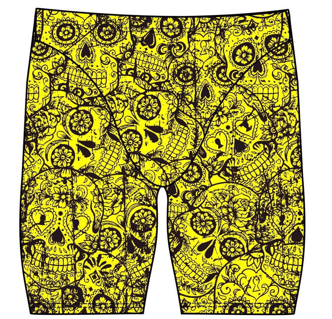Male jammer swimsuit- Neon Mexican Skulls - DG apparel competitive swimwear lifesaving waterpolo south african flag swimwear triathlon running