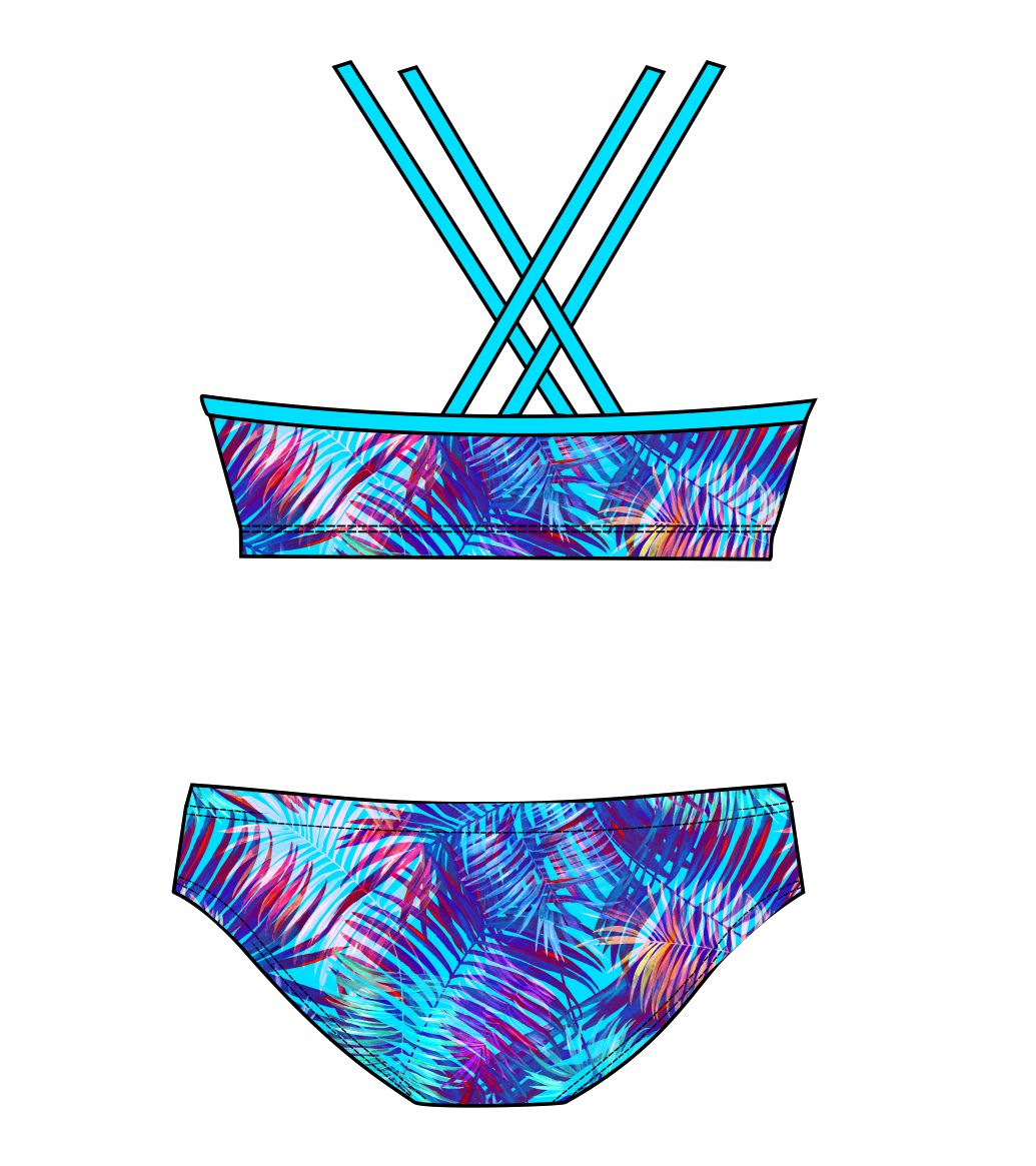 Female 2 piece training bikini - Blue Palm