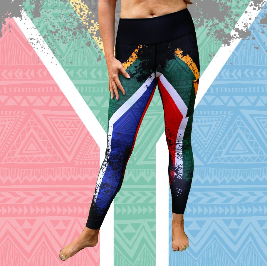 South African Flag High waist leggings three quarter length. (2424