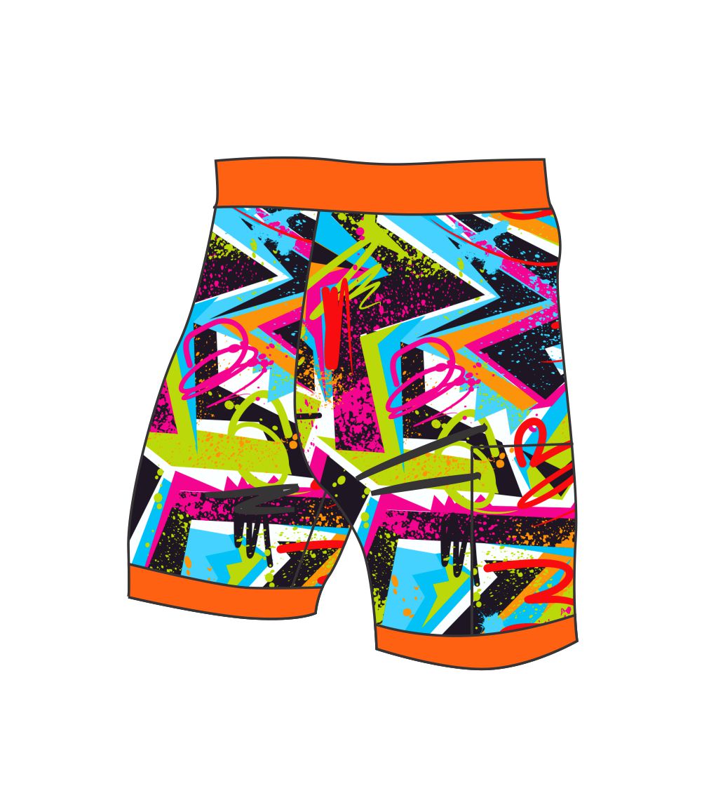 Female run/paddle shorts - Cool Vibes Neon Design (3221)