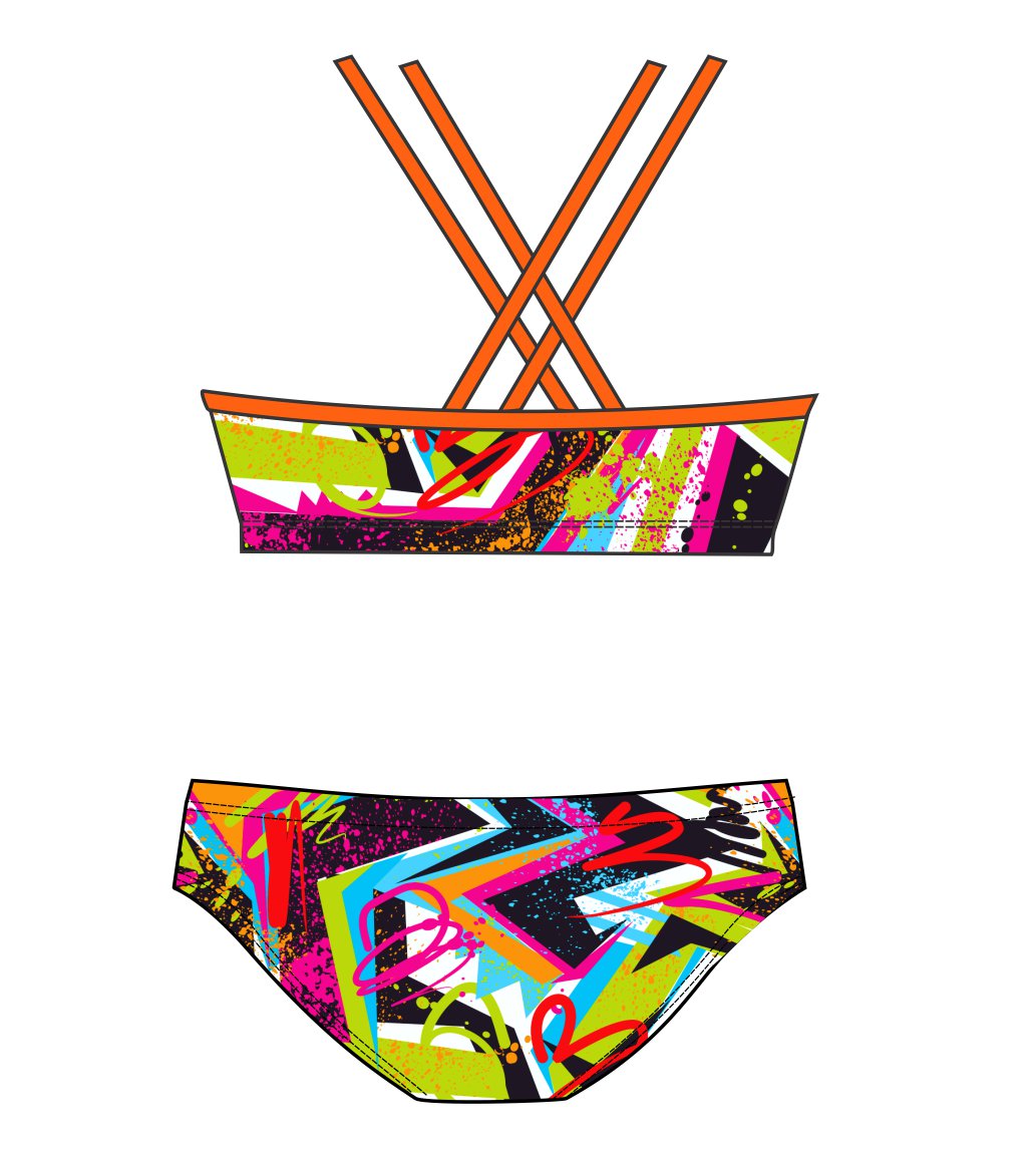 Female 2 piece training bikini - Cool Vibes Neon (3221)