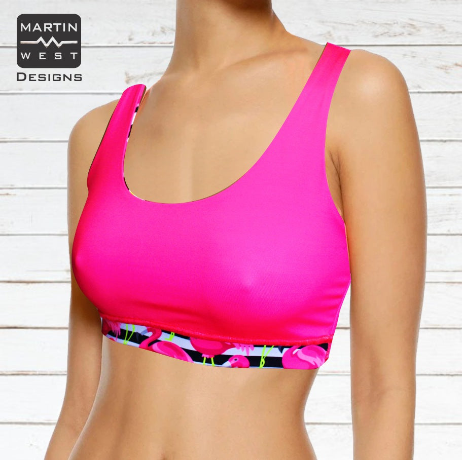 Female Flamingo run/paddle/swim reversible Crop Top (3083)