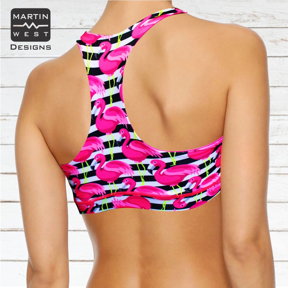 Female Flamingo run/paddle/swim reversible Crop Top (3083)