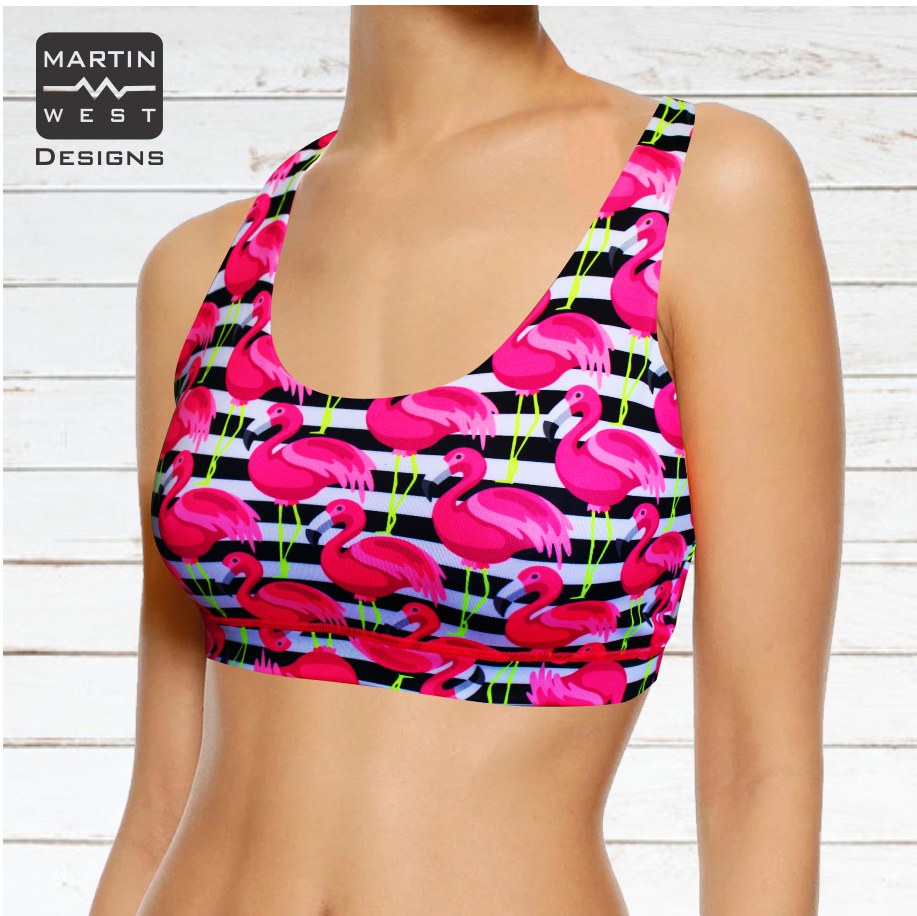 Female Flamingo run/paddle/swim reversible Crop Top (3083)