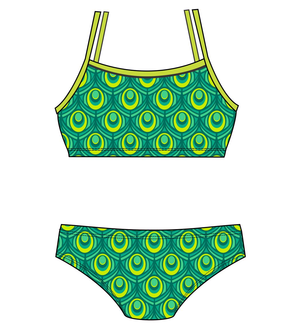 Female 2 piece training bikini - Jade Peacock