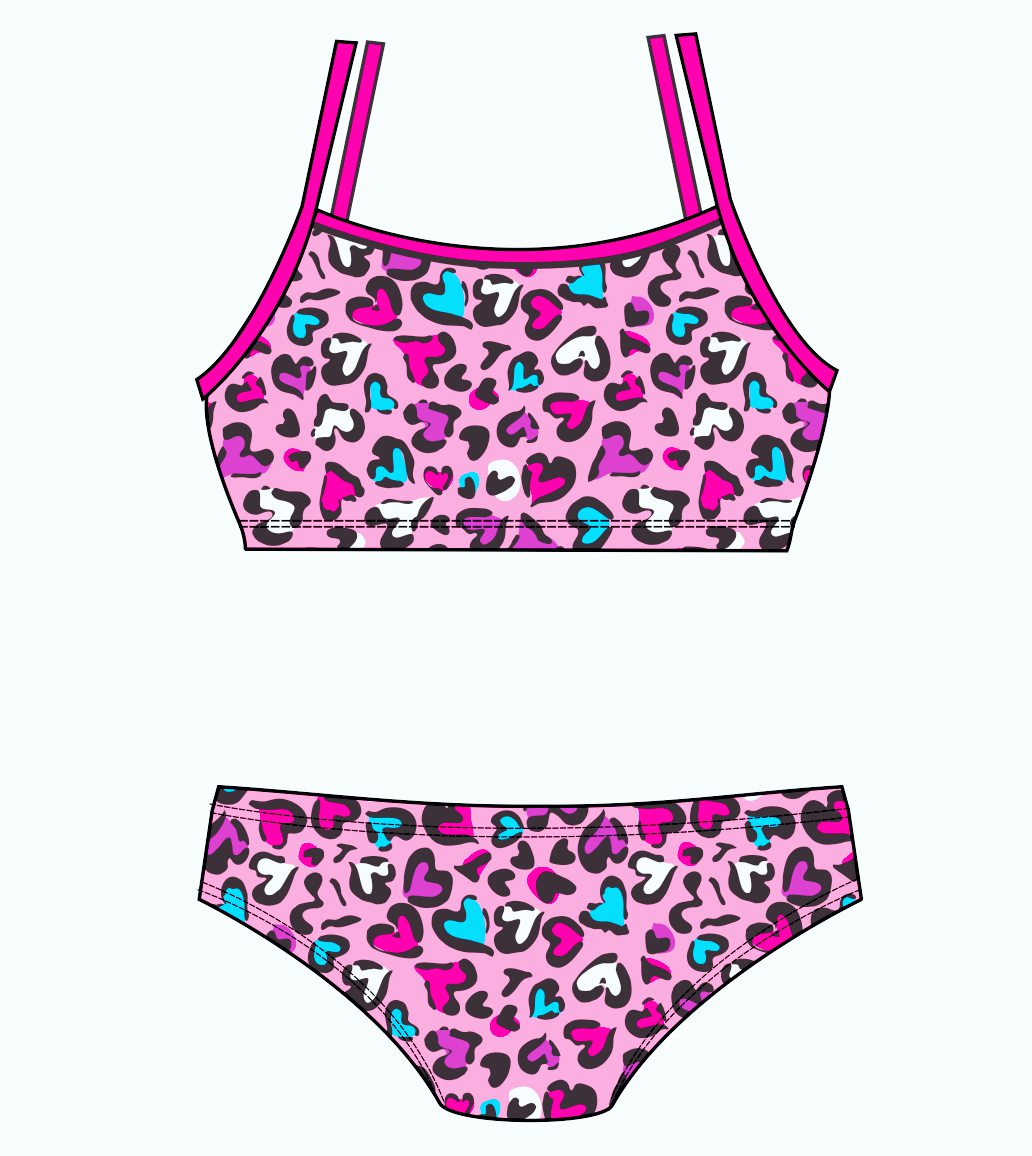 Female 2 piece training bikini - Love Leopard (3228)