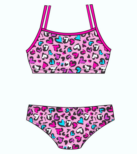 Female 2 piece training bikini  -  Love Leopard (3228)