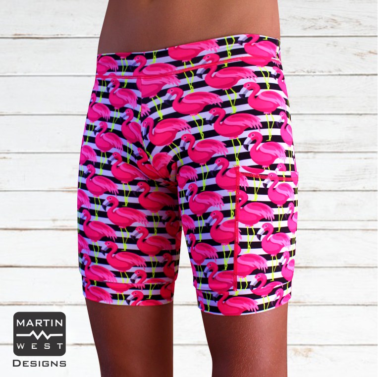 Female Neon Flamingo Swim/run/paddle shorts