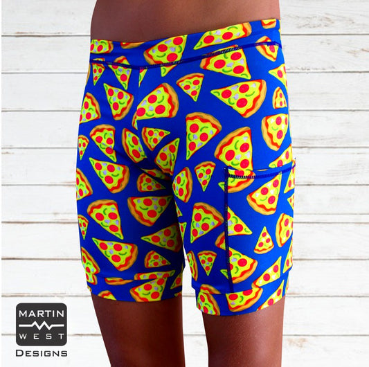 Female Neon Pizza Swim/run/paddle shorts