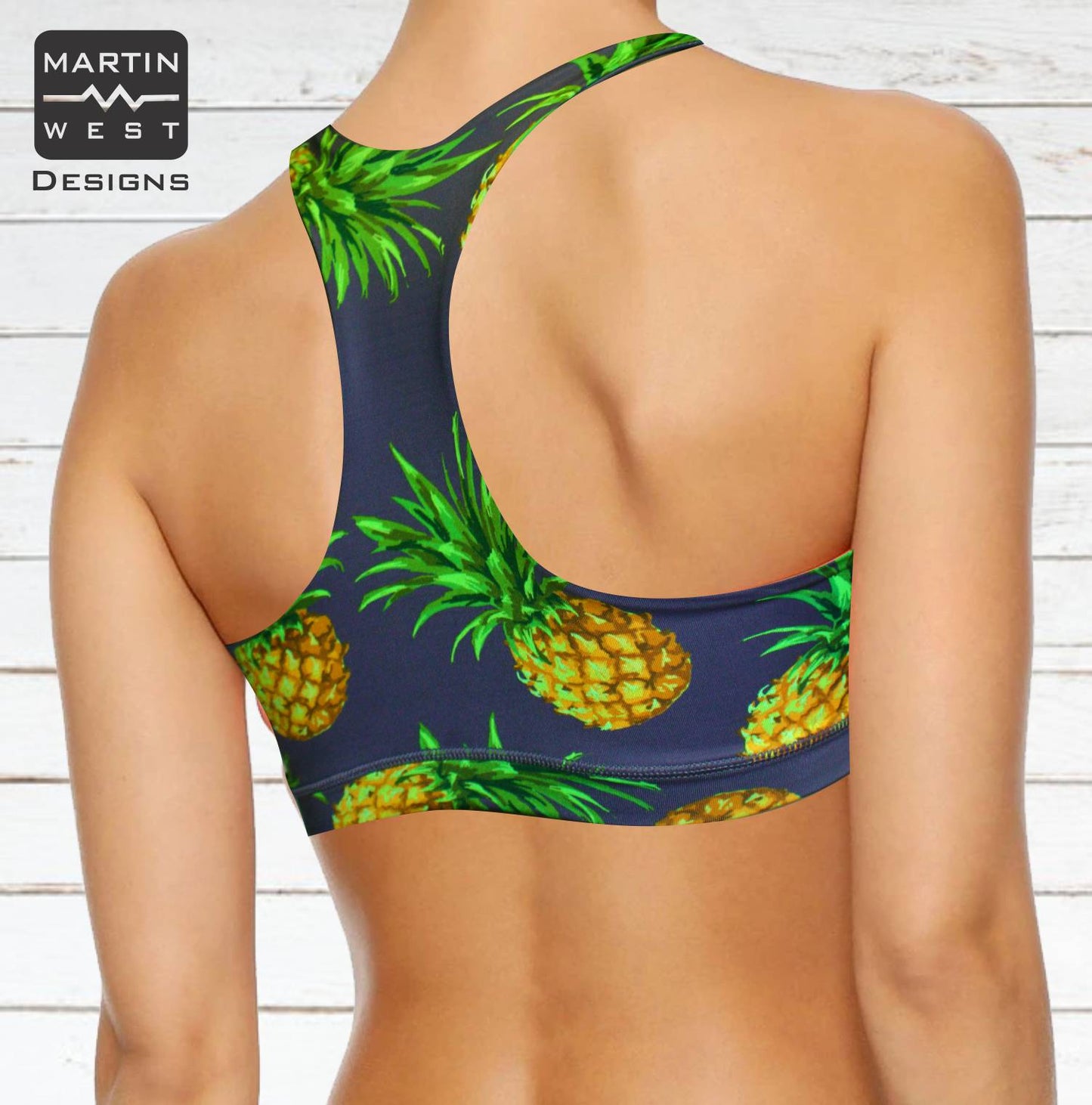 Female Pineapple run/paddle/swim reversible Crop Top (3110)
