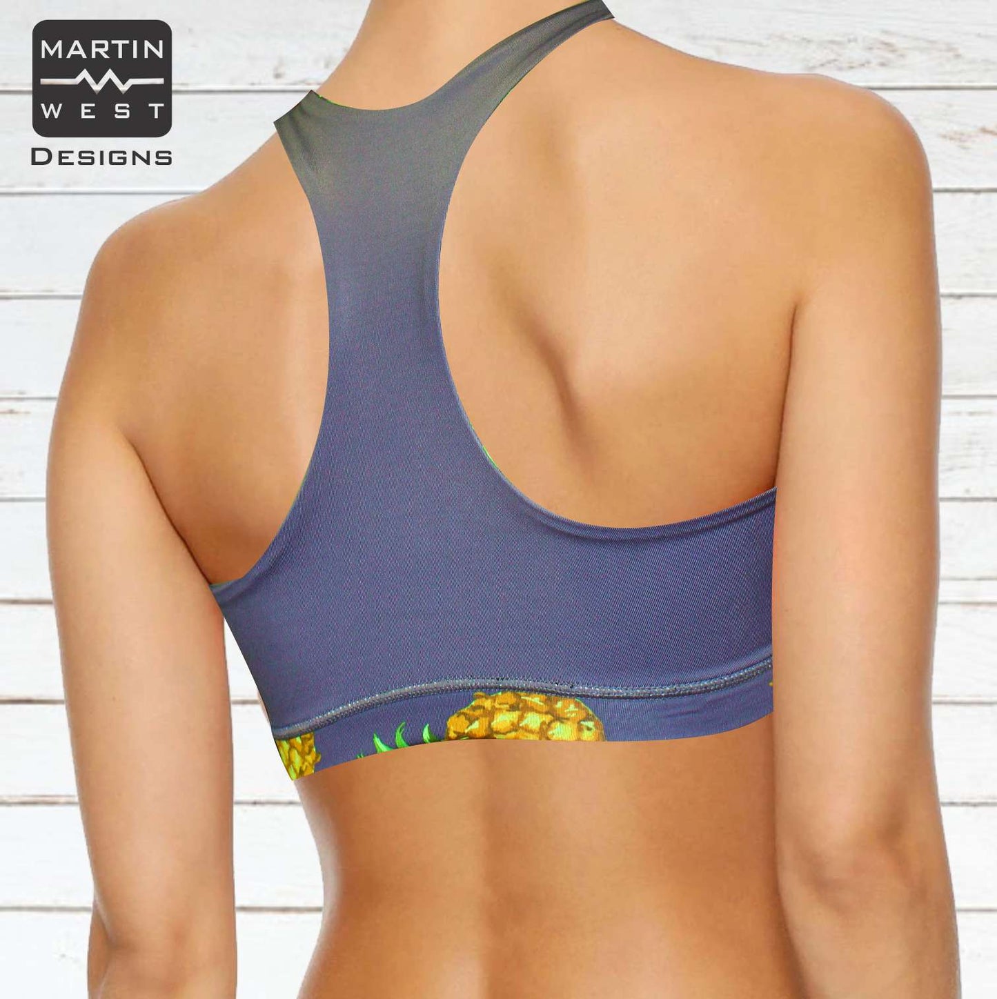 Female Pineapple run/paddle/swim reversible Crop Top (3110)