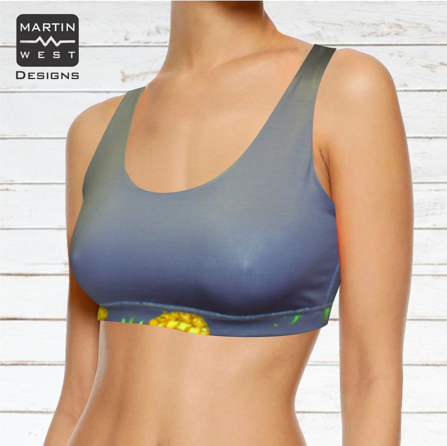 Female Pineapple run/paddle/swim reversible Crop Top (3110)