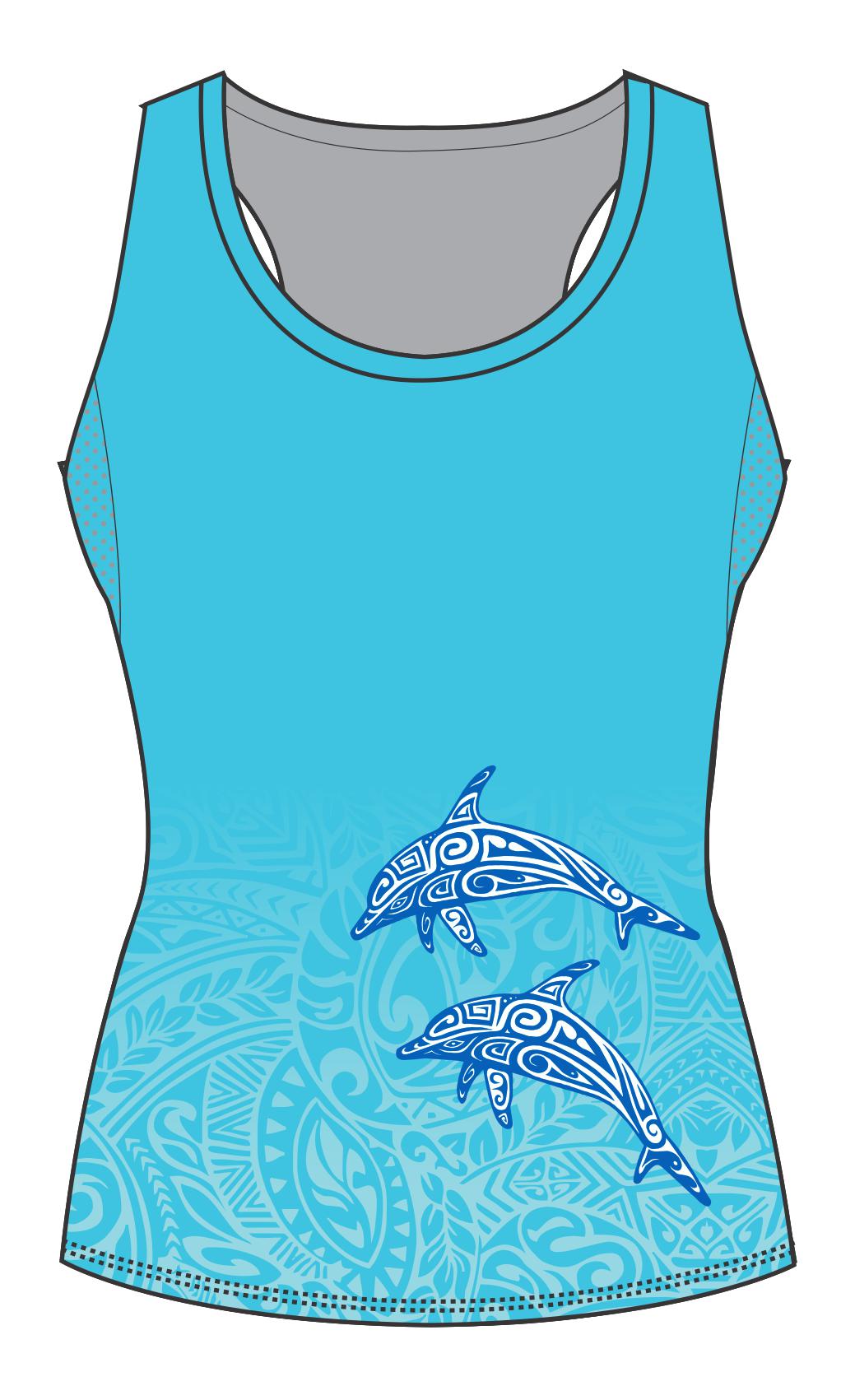 Female Tattoo Dolphin Running Vest (3108)