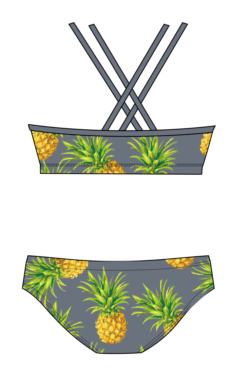 Female 2 piece training bikini -  Pineapples (3110)