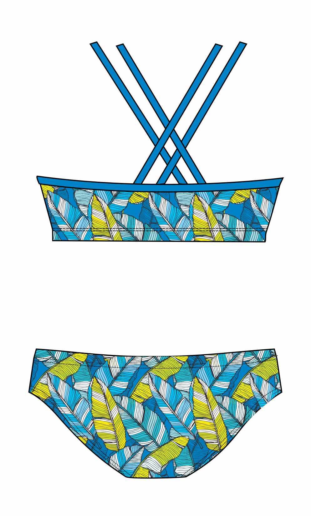 Female 2 piece training bikini - Banana Leaf