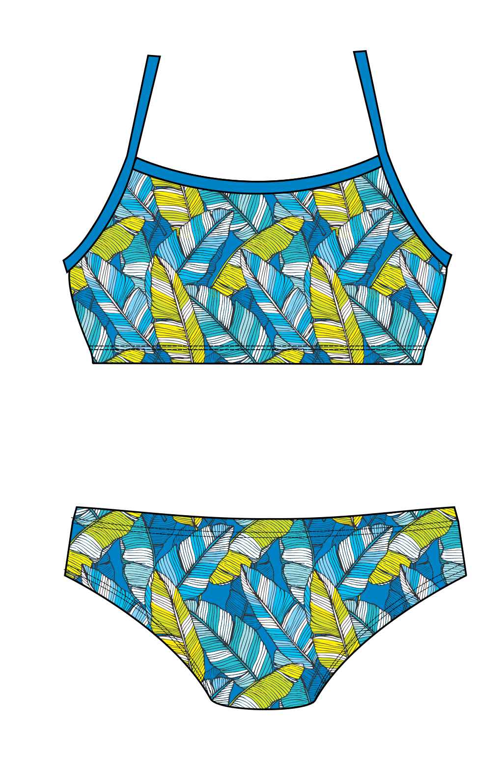 Female 2 piece training bikini - Banana Leaf