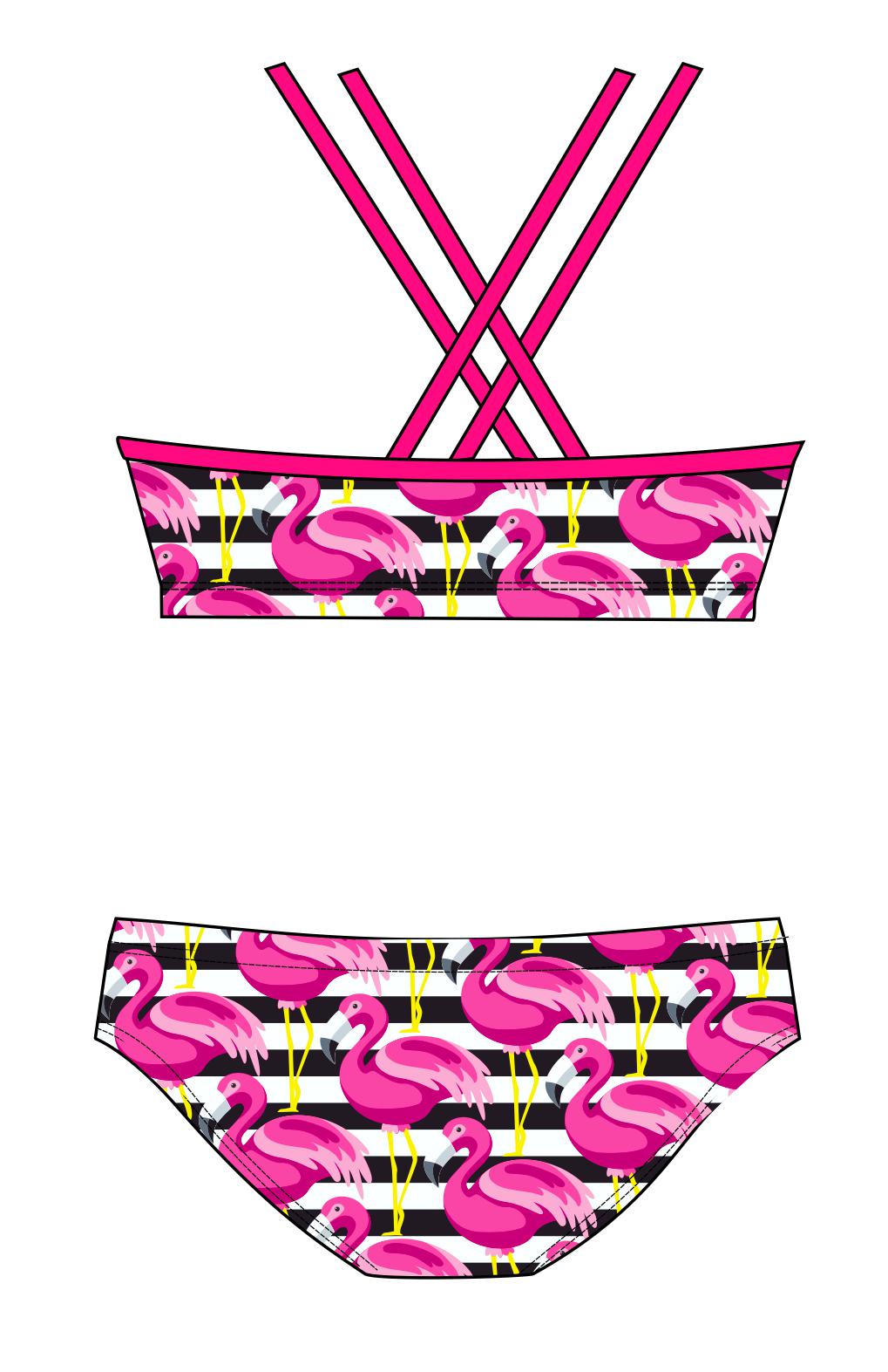 Female 2 piece training bikini - Flamingo (3083)