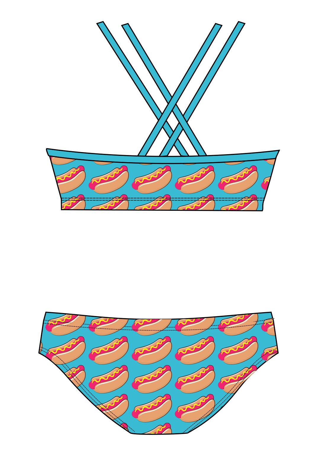 Female 2 piece training bikini - Hot Dog