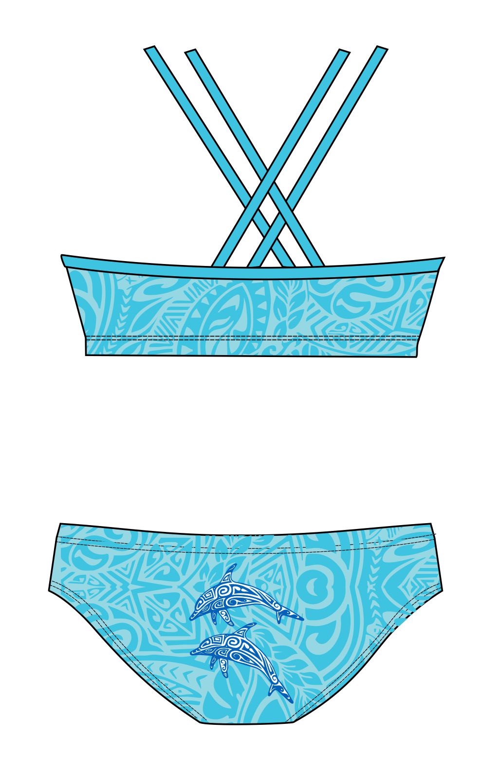 Female 2 piece training bikini Dolphin Tribal-Dax Martin (3108)