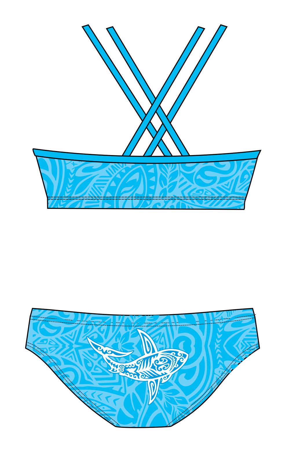 Female 2 piece training bikini - Tattoo Shark (3107)